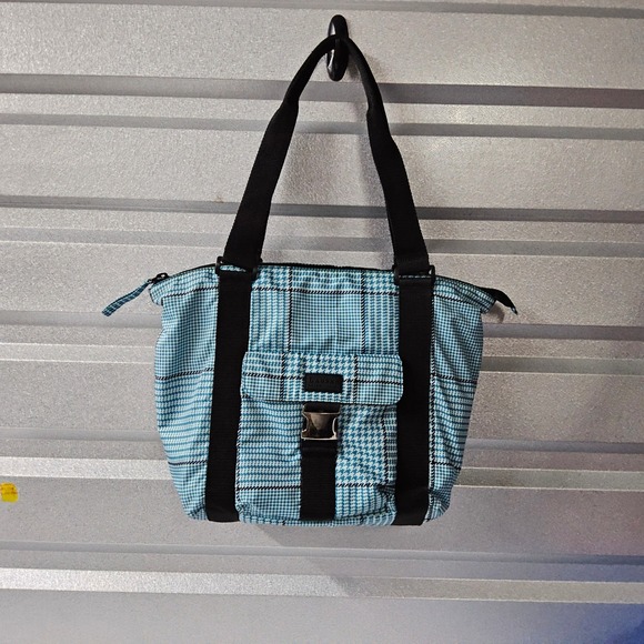 Vintage‎ Lauren Ralph Lauren Tote Bag Purse Houndstooth Buckle Pocket Zip Y2K - Picture 2 of 12